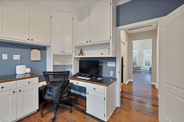 1123 Shadetree Ln, Allen, TX 75013 - home office featuring hardwood / wood-style flooring and built in study area