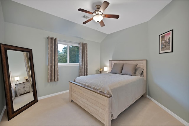 1123 Shadetree Ln, Allen, TX 75013 - bedroom with light carpet, baseboards, a ceiling fan, and lofted ceiling