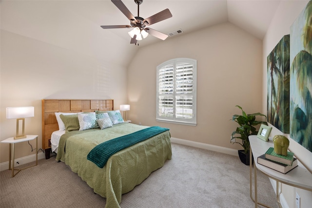 864 Gaited Trl, Frisco, TX 75036 - bedroom with lofted ceiling, carpet flooring, baseboards, and a ceiling fan