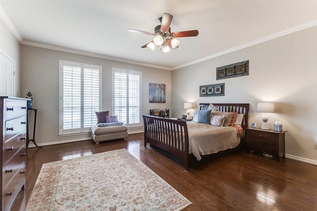 2420 Norwich Dr, Carrollton, TX 75006 - bedroom featuring crown molding, wood finished floors, baseboards, and a ceiling fan
