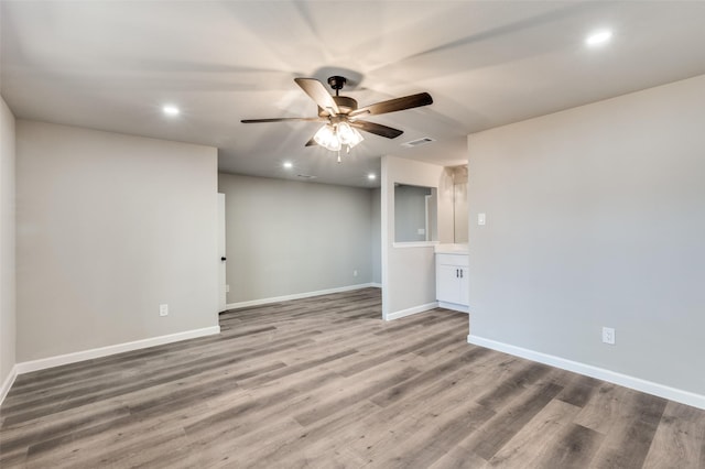 7013 Post Oak Dr, North Richland Hills, TX 76182 - empty room with recessed lighting, a ceiling fan, and wood finished floors