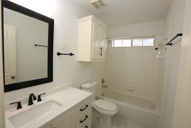 1104 Ruby St, Plano, TX 75094 - bathroom with toilet,  shower combination, vanity, and marble finish floors