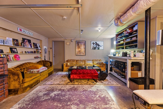 living area with finished concrete flooring