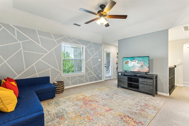 2314 Bob Sandlin Ln, Wylie, TX 75098 - living room featuring carpet flooring, baseboards, and a ceiling fan