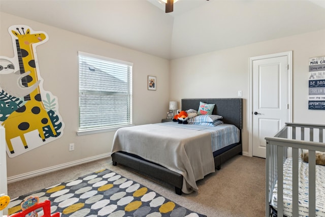 2314 Bob Sandlin Ln, Wylie, TX 75098 - bedroom featuring carpet, lofted ceiling, baseboards, and a ceiling fan
