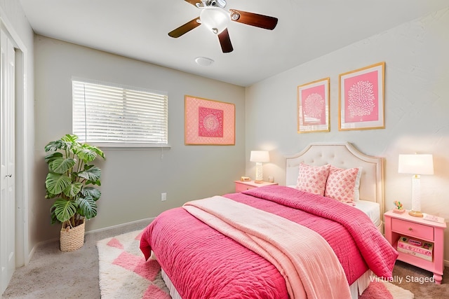 4914 Stagecoach Ln, Garland, TX 75043 - bedroom with carpet flooring, ceiling fan, and baseboards