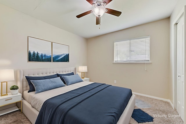 4914 Stagecoach Ln, Garland, TX 75043 - bedroom featuring carpet floors, baseboards, and ceiling fan