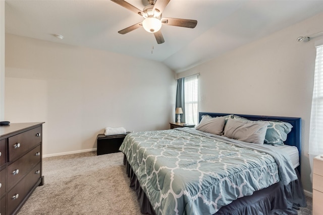 6128 Blacksmith Ave, Fort Worth, TX 76179 - bedroom with light colored carpet, lofted ceiling, baseboards, and ceiling fan