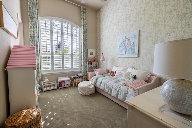 4207 Pearl Crescent Ln, Arlington, TX 76005 - carpeted bedroom with multiple windows and wallpapered walls
