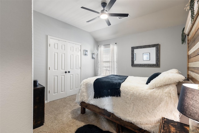 301 Shepherd Ln, Royse City, TX 75189 - bedroom featuring vaulted ceiling, carpet, a closet, and a ceiling fan