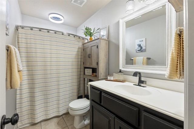 301 Shepherd Ln, Royse City, TX 75189 - bathroom featuring vanity, toilet, tile patterned floors, and a shower with curtain