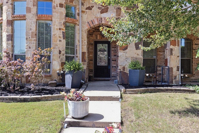 301 Shepherd Ln, Royse City, TX 75189 - entrance to property featuring stone siding and a yard