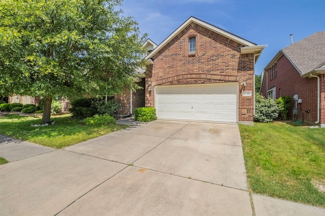 1716 Lake Way Dr, Little Elm, TX 75068 - traditional-style home with brick siding, driveway, and a front lawn