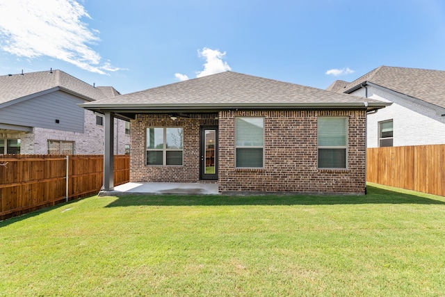 3510 Riley St, Fate, TX 75087 - back of house with a patio, brick siding, and roof with shingles