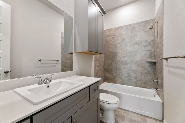 3510 Riley St, Fate, TX 75087 - bathroom featuring toilet, bathing tub / shower combination, vanity, and tile patterned flooring