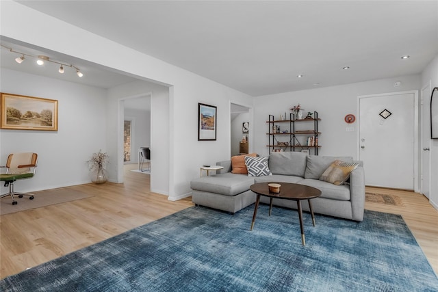 5845 E University Blvd Unit A, Dallas, TX 75206 - living room featuring wood finished floors, baseboards, and recessed lighting