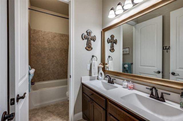 5912 Trail Marker Ct, Fort Worth, TX 76123 - bathroom featuring toilet, double vanity, and  shower combination