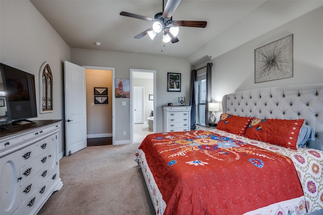 5912 Trail Marker Ct, Fort Worth, TX 76123 - bedroom featuring light colored carpet, baseboards, connected bathroom, and a ceiling fan
