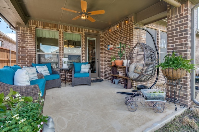 5912 Trail Marker Ct, Fort Worth, TX 76123 - view of patio featuring a ceiling fan and outdoor lounge area