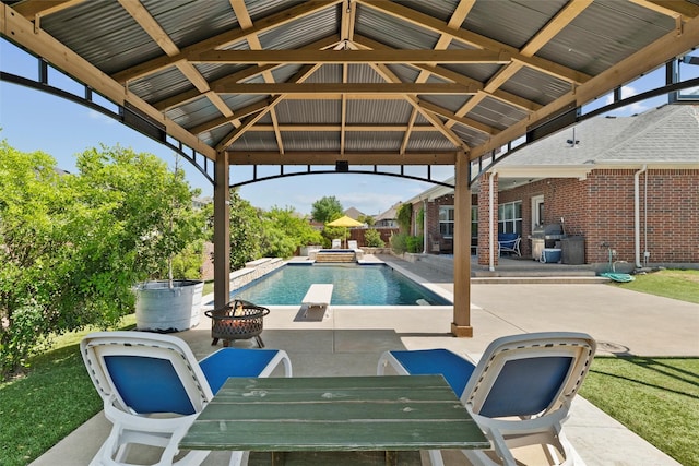 111 Blue Stem Ln, Aledo, TX 76008 - outdoor pool with a gazebo, a patio, and outdoor dining space