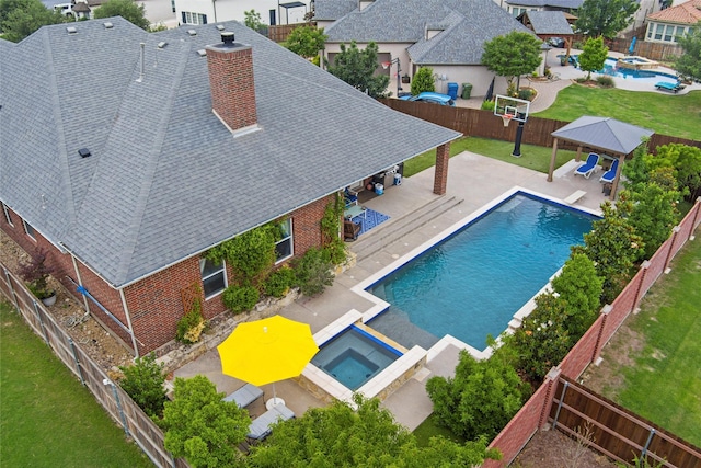 111 Blue Stem Ln, Aledo, TX 76008 - view of swimming pool featuring a gazebo, a pool with connected hot tub, and a patio area