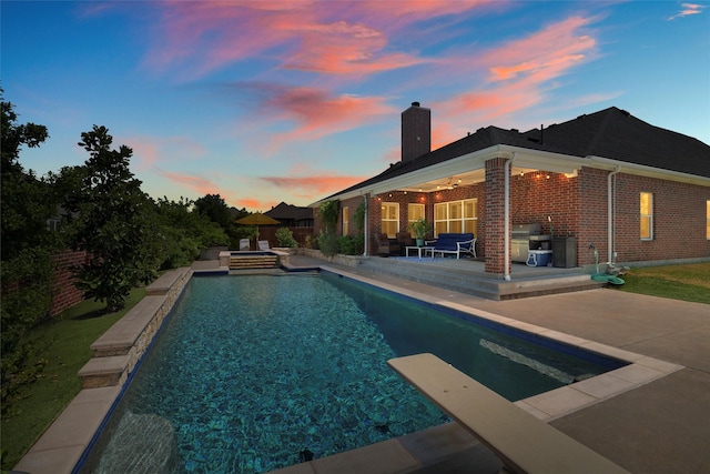 111 Blue Stem Ln, Aledo, TX 76008 - view of pool featuring a patio, a fenced backyard, and a diving board