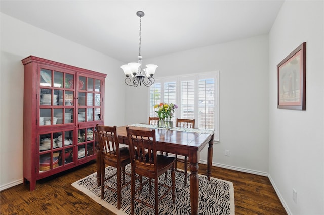 111 Blue Stem Ln, Aledo, TX 76008 - dining room with a chandelier, dark wood-style floors, and baseboards