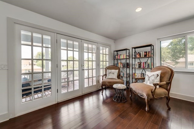 9178 Glen Springs Dr, Dallas, TX 75243 - sitting room with wood finished floors, french doors, baseboards, and recessed lighting