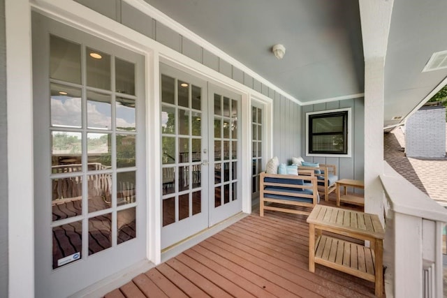 9178 Glen Springs Dr, Dallas, TX 75243 - wooden deck featuring french doors