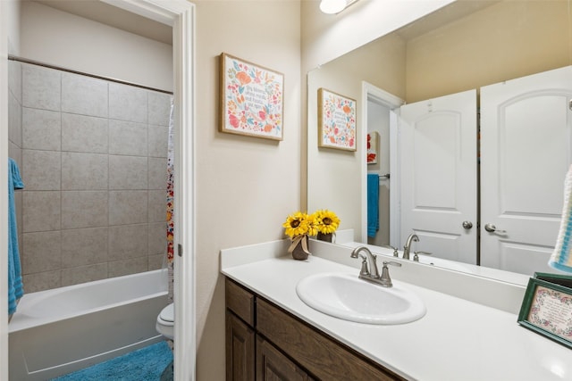 619 Comal Dr, Crandall, TX 75114 - bathroom featuring vanity, toilet, and shower / tub combo