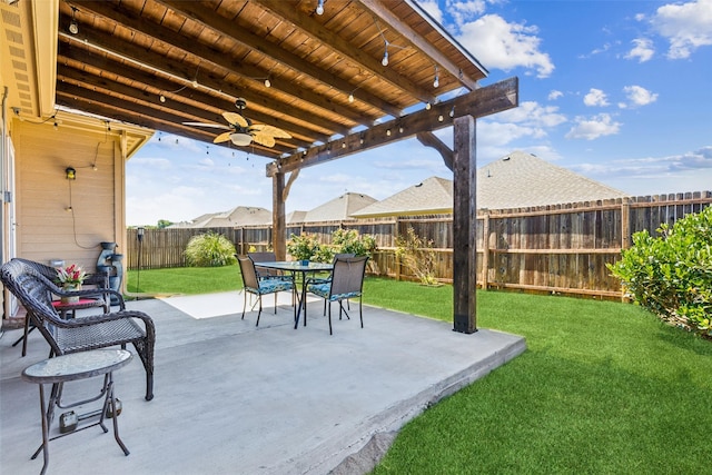 619 Comal Dr, Crandall, TX 75114 - view of patio with a ceiling fan and outdoor dining space