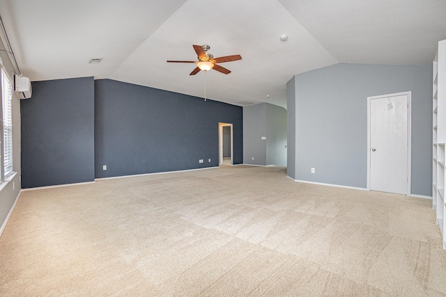 9305 Manassas Rdg, Mckinney, TX 75071 - spare room with vaulted ceiling, ceiling fan, light carpet, and baseboards