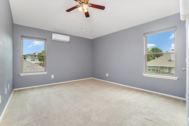 9305 Manassas Rdg, Mckinney, TX 75071 - carpeted spare room with a wall unit AC, a ceiling fan, and baseboards