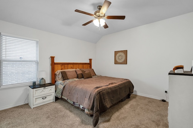 2346 Neff Ln, Forney, TX 75126 - bedroom featuring light carpet, baseboards, lofted ceiling, and a ceiling fan