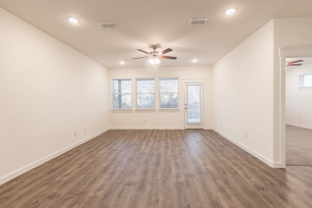 2506 Sun Grove Rd, Melissa, TX 75454 - empty room featuring ceiling fan, dark wood-type flooring, baseboards, and recessed lighting