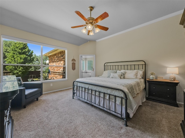 4305 Diplomacy Dr, Rowlett, TX 75089 - bedroom with carpet floors, ornamental molding, baseboards, and a ceiling fan
