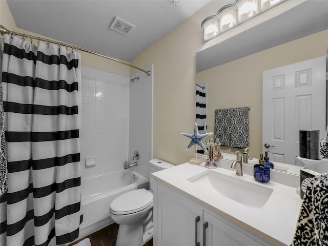 4305 Diplomacy Dr, Rowlett, TX 75089 - full bathroom with toilet, vanity, shower / bath combination with curtain, and wood finished floors