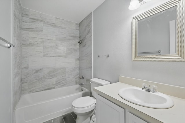 7710 Sable Ln, North Richland Hills, TX 76182 - bathroom with toilet, vanity, and shower / tub combination