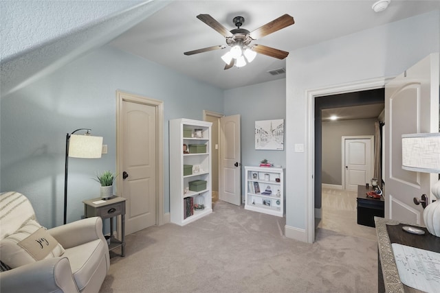 603 Comal Ct, Keller, TX 76248 - living area featuring ceiling fan, light carpet, and baseboards