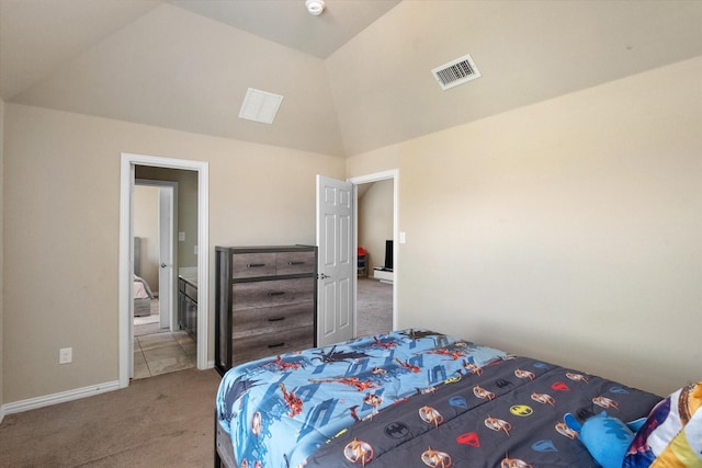 3449 Ava Dr, Midlothian, TX 76065 - carpeted bedroom with baseboards and high vaulted ceiling