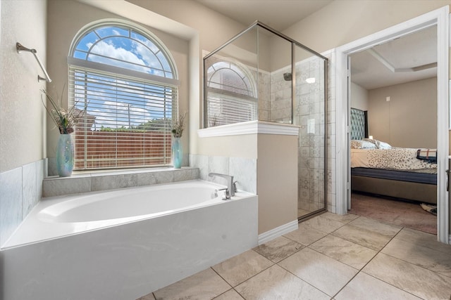 3449 Ava Dr, Midlothian, TX 76065 - ensuite bathroom with a stall shower, a garden tub, and tile patterned floors