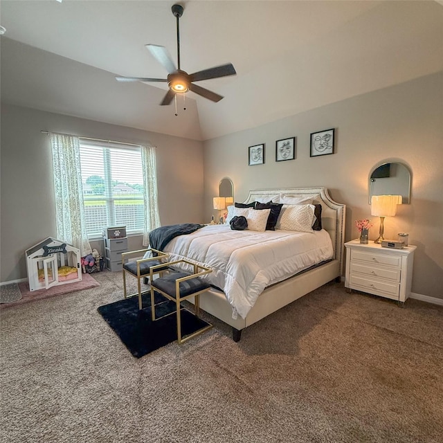 5202 Fallen Tree Dr, Temple, TX 76502 - carpeted bedroom with lofted ceiling, a ceiling fan, and baseboards