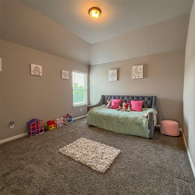 5202 Fallen Tree Dr, Temple, TX 76502 - carpeted bedroom with baseboards and vaulted ceiling