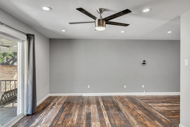 10240 Regal Oaks Dr Unit C, Dallas, TX 75230 - spare room featuring a ceiling fan, hardwood / wood-style floors, recessed lighting, and baseboards