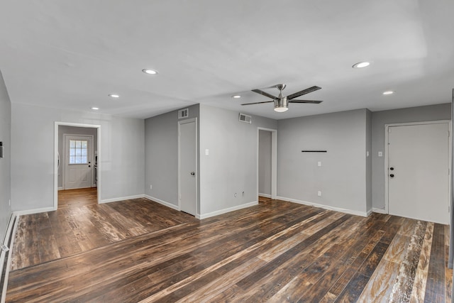 10240 Regal Oaks Dr Unit C, Dallas, TX 75230 - empty room featuring hardwood / wood-style floors, recessed lighting, baseboards, and ceiling fan