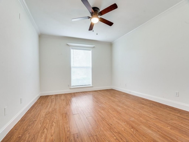 1804 Shreveport Trl, Plano, TX 75023 - unfurnished room featuring ornamental molding, baseboards, a ceiling fan, and light wood-style flooring