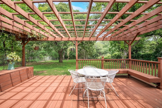 926 Meadowbrook Dr, Grapevine, TX 76051 - deck featuring a pergola, a yard, and outdoor dining space