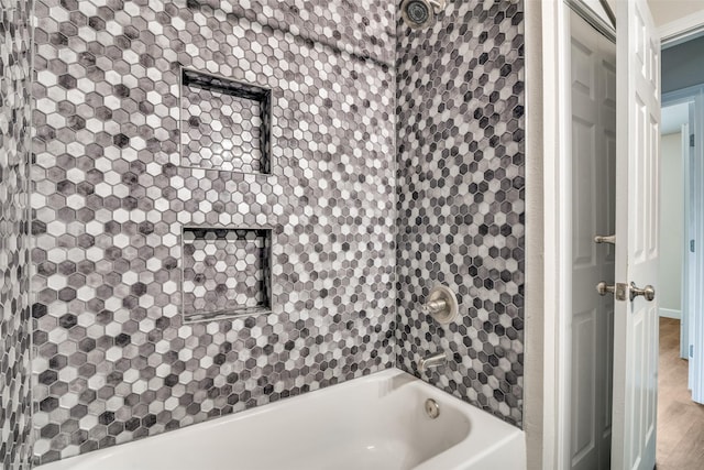 full bathroom with wood finished floors