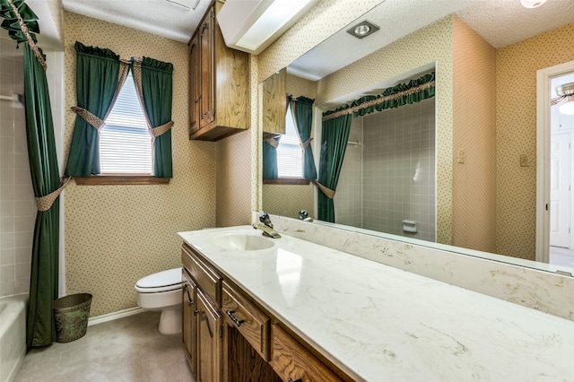 2512 Shadow Lane Dr, Mckinney, TX 75072 - bathroom featuring toilet, plenty of natural light, wallpapered walls, vanity, and baseboards