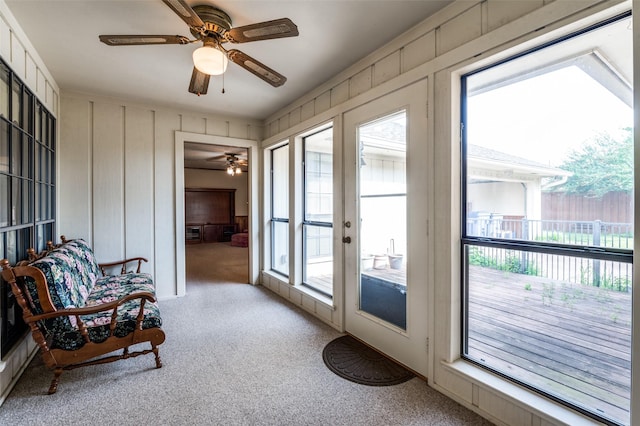 2512 Shadow Lane Dr, Mckinney, TX 75072 - doorway to outside with carpet flooring and ceiling fan